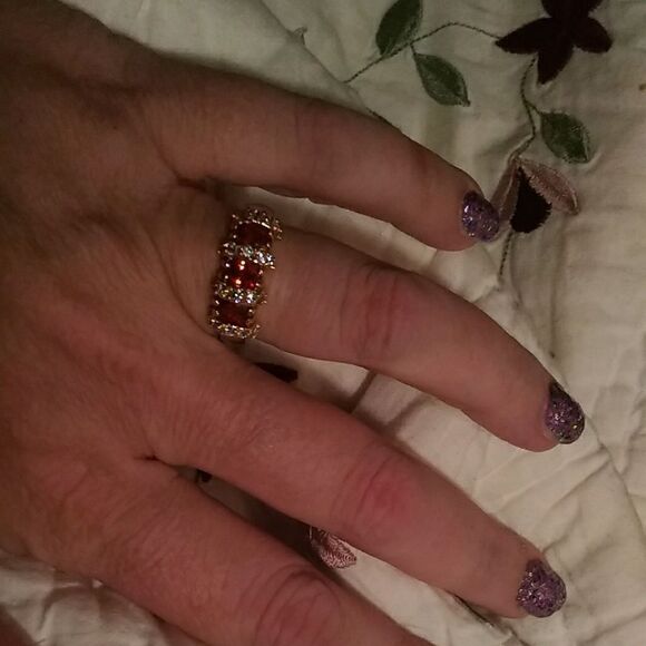 O300 Orange Deep Ring 8 Gold Filled crystals - Picture 2 of 2